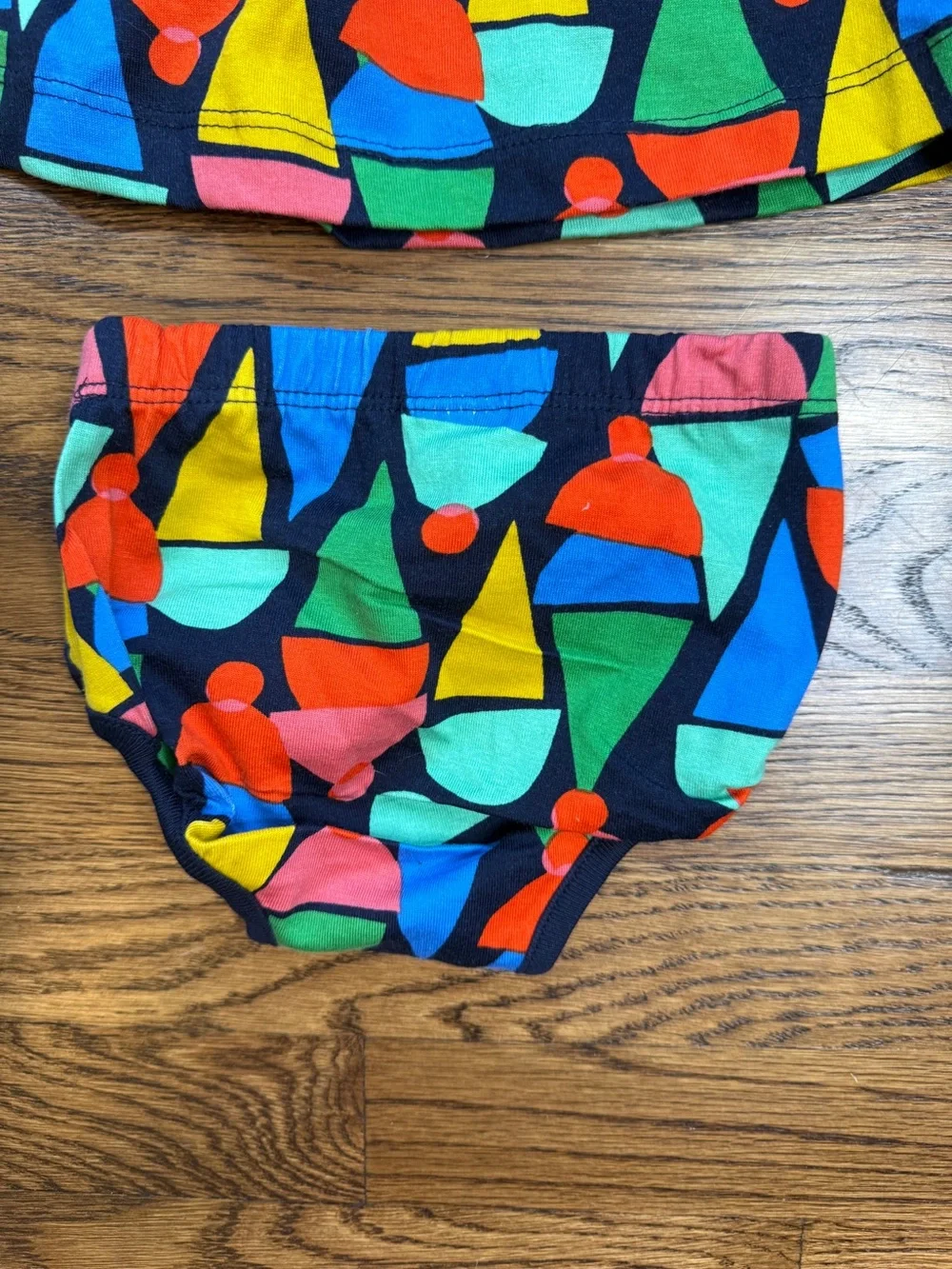 Hanna Andersson Girls Navy Multi-Color Ice Cream Print Top w/ Bloomers Set 6-12M